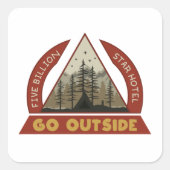 Naar buiten vierkante sticker (Voorkant)