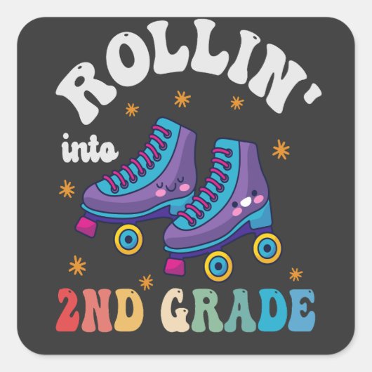 Naar de 2e klas rollen Back to School Roller Skate Vierkante Sticker (Voorkant)