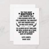Naar de beste broer van zus of broer bedankkaart (Voorkant / Achterkant)