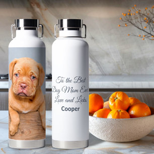 Naar de beste hond moeder ooit aangepaste foto en waterfles