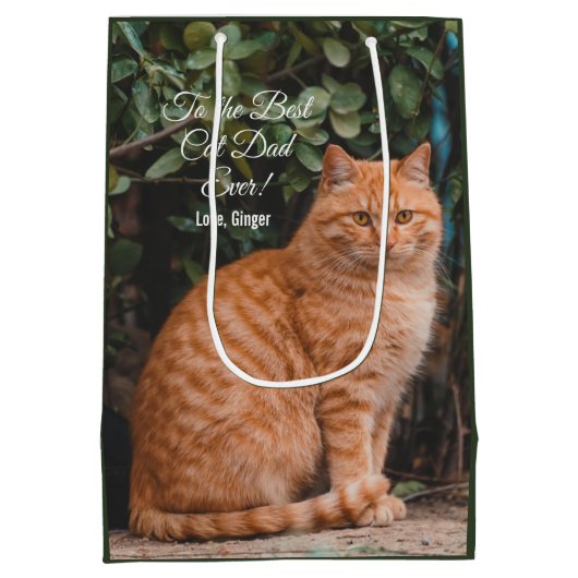 Naar de beste kat-pap ooit aangepaste foto medium cadeauzakje (Achterkant)