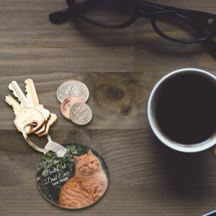 Naar de beste kat-pap ooit aangepaste foto sleutelhanger