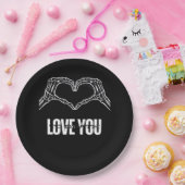 Naar de dood - Skeleton Heart Hands Classic Papieren Bordje (Feest)