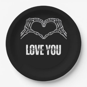 Naar de dood - Skeleton Heart Hands Classic Papieren Bordje