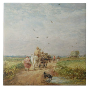Naar de Hayfield, 1853 (olie op karton) Tegeltje