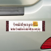 Naar de hel bumpersticker (Op auto)