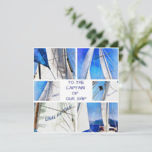 Naar de kapitein van onze Artistieke Witte Zeilen Save The Date