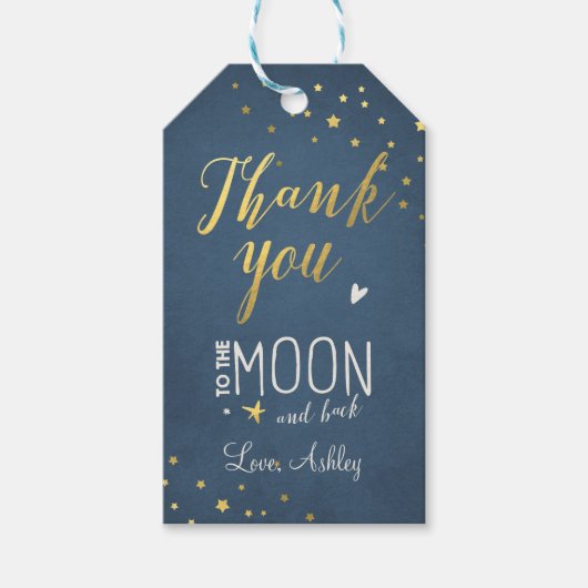 Naar de labels van de maan Gift dank je Baby showe Cadeaulabel (Voorkant)