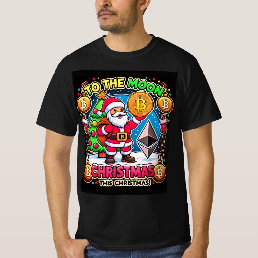 Naar de maan Dit Kerst Crypto T-shirt (Voorkant)