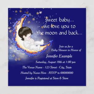 Naar de maan en terug Baby shower Kaart