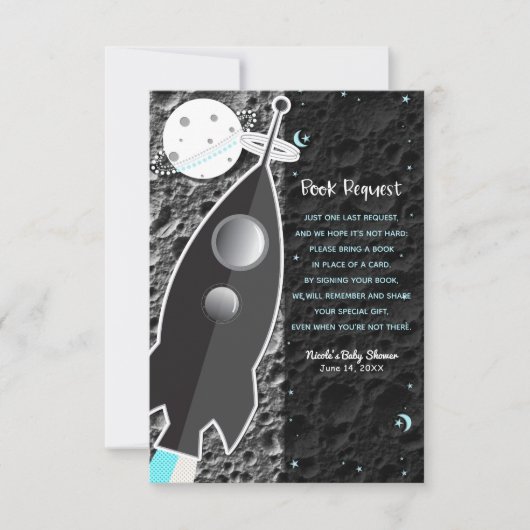 NAAR DE MAAN Space Rocket Ship Boek Verzoek Kaart (Voorkant)