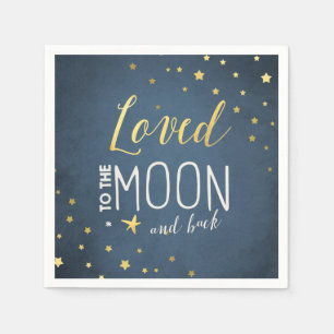 Naar de maankrant Napkin Baby shower Stars Gold Servet