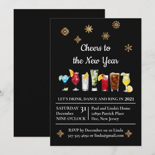 Naar de nieuwjaarspartij kaart (Voorkant / Achterkant)