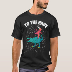 Naar De Rave Dinosaurus Kat EDM Muziek Rave Tech T-shirt