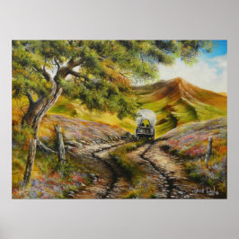 Naar de stad Afdrukken met volledige olieverf Poster