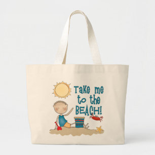Naar de strand (jongen) grote tote bag