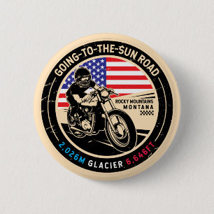 Naar de Sun Road Montana-motor Ronde Button 5,7 Cm