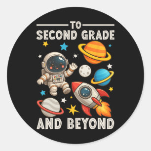 Naar de tweede klas en verder astronaut grappig te ronde sticker