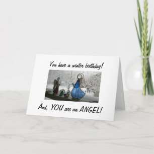 NAAR EEN MOOIE ANGEL OP HAAR WINTER BIRTHDAY KAART