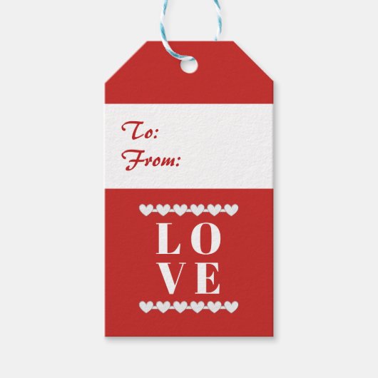 Naar en van LOVE Gift Label Cadeaulabel (Voorkant)