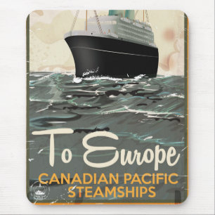 Naar Europa Vintage Canadese Reisposter Muismat