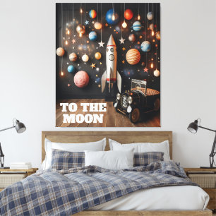 Naar het kamerdecor van het Moon Space Kind Canvas Afdruk