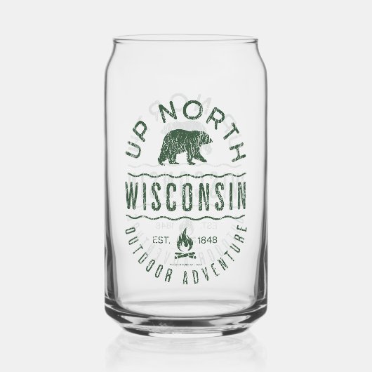 Naar het noorden van Wisconsin Blikvorm Glas (Voorkant)