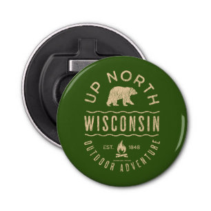 Naar het noorden van Wisconsin Button Flesopener