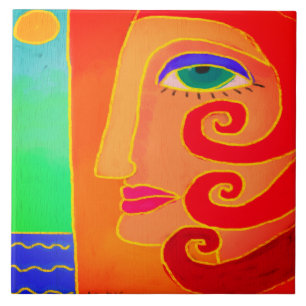 Naar het strand gaan Abstracte kunst Tegeltje