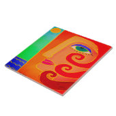 Naar het strand gaan Abstracte kunst Tegeltje (Zijkant)