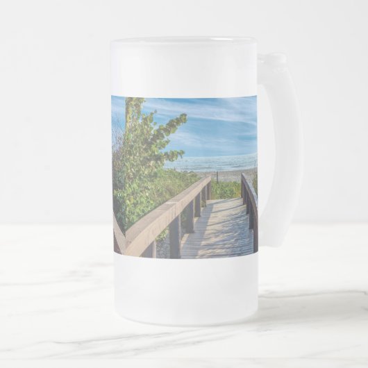 Naar het strand matglas bierpul (Voorkant rechts)
