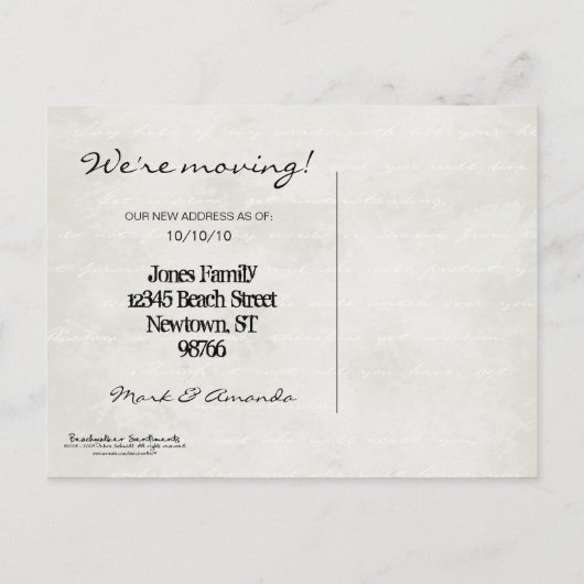 Naar het strand. Wijziging van de Briefkaarten Adr (Achterkant)