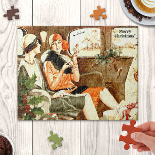 naar huis gaan voor de kerstpuzzel legpuzzel