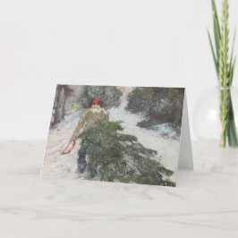 Naar huis het brengen van de Boom Feestdagen Kaart