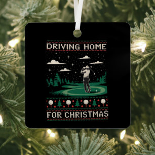 Naar huis rijden met Kerst Golf Grappige Lelijke K Metalen Ornament