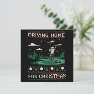 Naar huis rijden met Kerstmis Golf Grappige Lelijk Feestdagenkaart