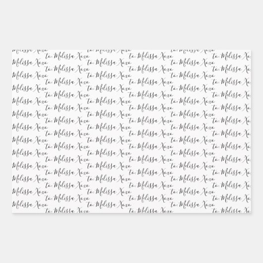 Naar Jouw naam Modern handschrift, wit en zwart Inpakpapier Vel (Voorkant)