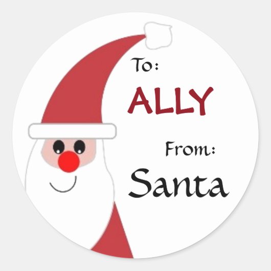 Naar kind Van SANTA Gift Label Rood en Wit v5B (Voorkant)