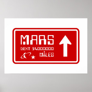 Naar Mars Wegwijzer Poster
