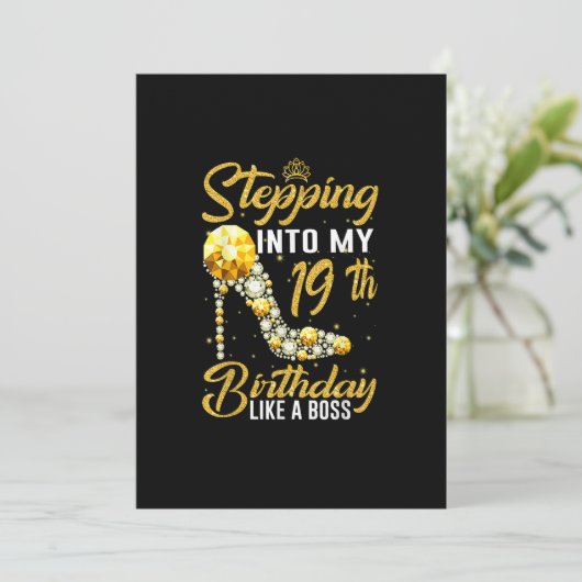 Naar mijn 19e verjaardag gaan als een Boss-kroon Kaart (Staand voorkant)
