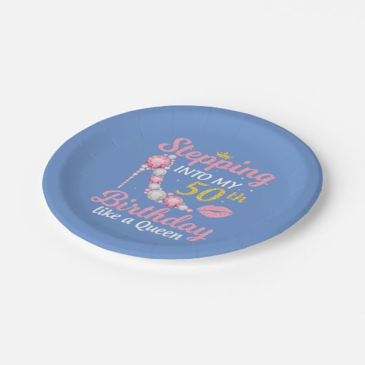 Naar mijn 50ste verjaardag als een koningin papieren bordje (Gekanteld)