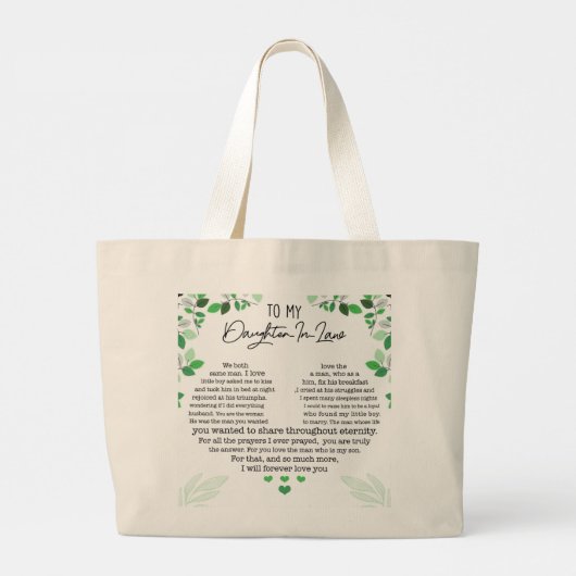 Naar mijn dochter in de Canvas tas. Grote Tote Bag (Achterkant)