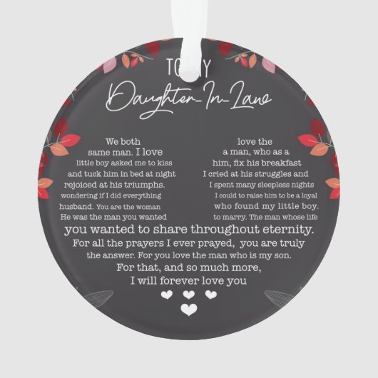 Naar mijn dochter in de wet  ornament (achterkant)