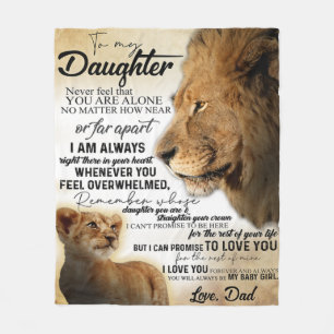 Naar mijn dochter Lion Family Gift, dochter Birthd Fleece Deken