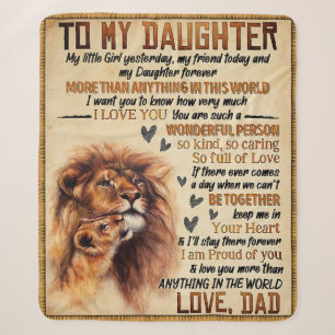 Naar mijn dochter Lion Family Gift, dochter Birthd Sherpa Deken