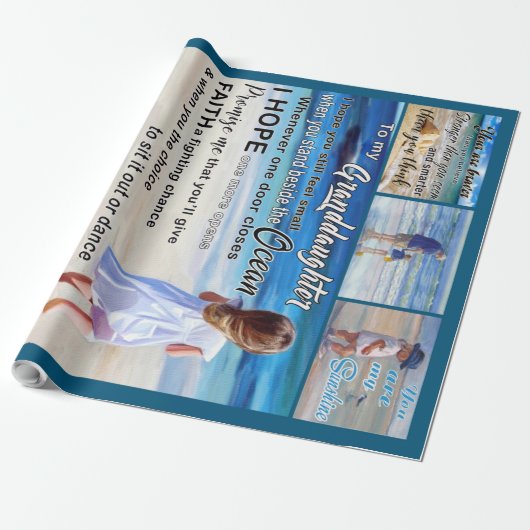 Naar mijn kleindochter strand en Zee mijn zon Cadeaupapier (Uitgerold)