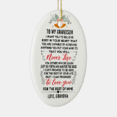 Naar mijn kleinzoon van oma met aangepaste naam keramisch ornament (Rechts)