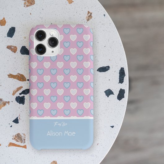 Naar mijn liefdesnaam Blauw en Roze Hearts Patroon Case-Mate iPhone Case