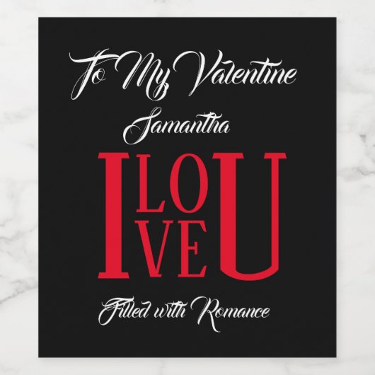 Naar mijn Valentijn met naam - Wijn Etiket (Enkel label)