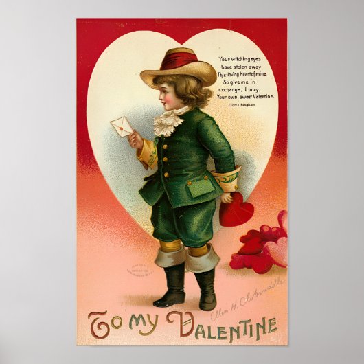 Naar mijn Valentijn Victoriaans Valentijnsdag Poster (Voorkant)